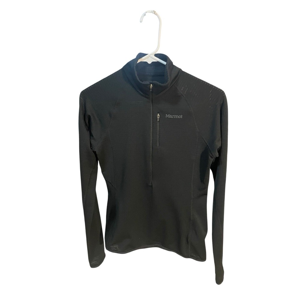 Ladies Marmot Pull Over Three-Quarter Zip Size Small Black And Color